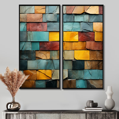 Boho Earth Element Stones Mosaic II - Bohème vert et décoration murale éclectique