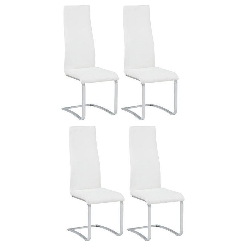 Angelisha Upholstered Dining Side Chair White, White, Chrome
