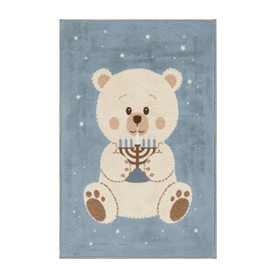 Soft Plush Estep Hanukkah Modern & Contemporary Abstract Area Rug in Gray – Gray Binding