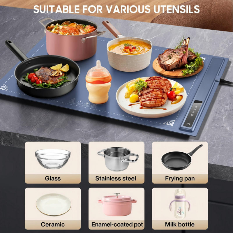 Silicone Heating Mat For Food, New Electric Heating Tray Roll Up With 3 Temperature Settings