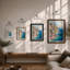 Clifftop Mediterranean Village Coastal - Print-1951306134-1951306132
