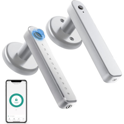 Fingerprint Door Lock Smart Door Lock With App/Code/Backup Key/Fingerprint Smart Door Knob Keyless Entry Door Lock With Handle For Home Hotel Office Apartment Bedroom Blue