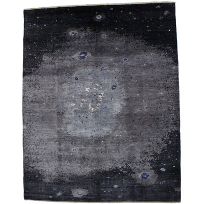 Tapis gris anthracite abstrait noué à la main