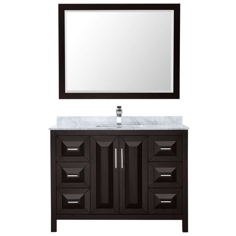 Daria 48'' W Single Vanity, Polished Chrome, White Cultured Marble, Dark Espresso