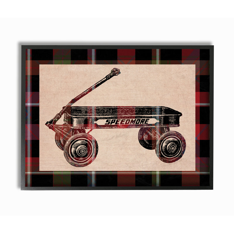 Radio Flyer Plaid Graphic Art Print, 16" H x 20" W, Midnight Black Framed Giclee