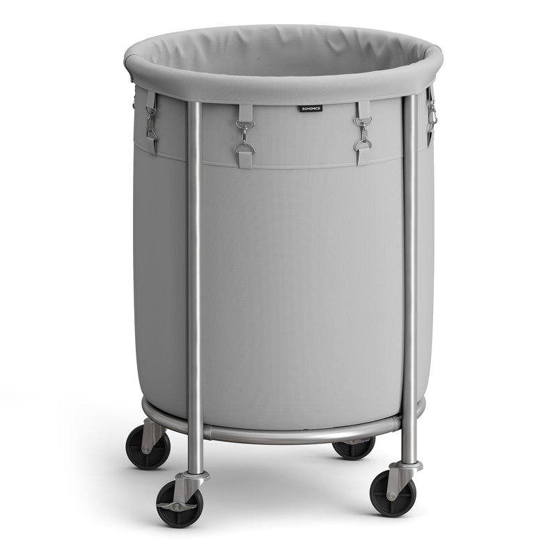 Rolling Laundry Hamper, Grey/Silver