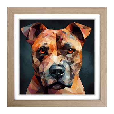 Staffordshire Bull Terrier Cubism - Single Picture Frame Print on Wood