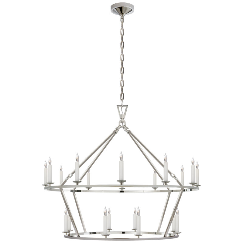 Chapman & Myers Darlana Large Two-Tiered Ring Chandelier, Polished Nickel
