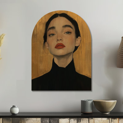 Muse dorée sereine - Décoration murale en bois tendance pour femme
