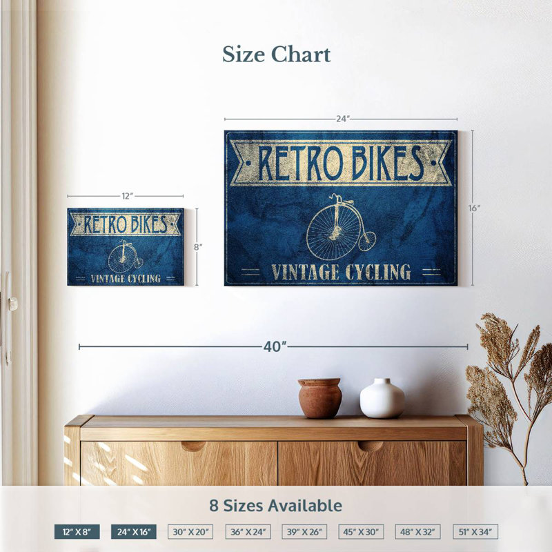 Mehar Retro Bikes Typography, 16" H x 24" W