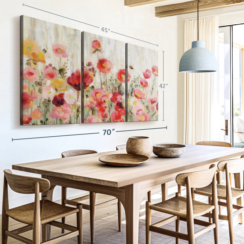 «Sprinkled Flowers», 3 pièces, H 42 po x l 65 po