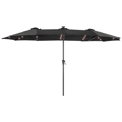 13x7.2Ft LED Light Patio Table Double-Sided Umbrellas with UV-Resistant Canopy and Crank for Garden