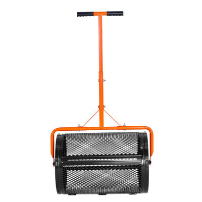 Compost Spreader, 24 in Wide Peat Moss Spreader with T Shaped Handle, 3 Heights Adjustable, Powder-Coated Steel Garden Peat Moss Roller, Heavy Duty Grass Seed Spreaders for Planting Seeding