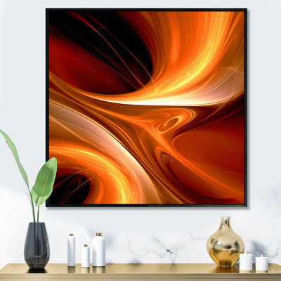 Orange Abstract Warm Fractal Design II - Fractals Framed Canvas Print