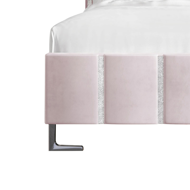 Lit tapissier standard à profil bas Laimdota, Rose clair, Grand
