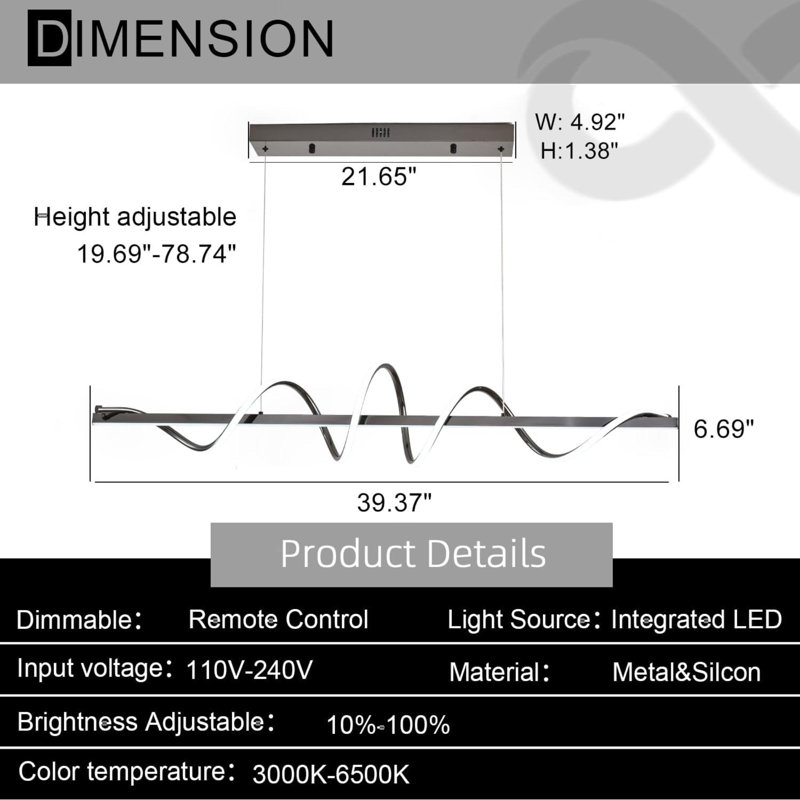 Modern Chandelier Modern Led Pendant Light For Kitchen Island Lighting Dimmable  Creative Snake Shaped Twist Design Modern Led Chandelier For Dining Room Over Table