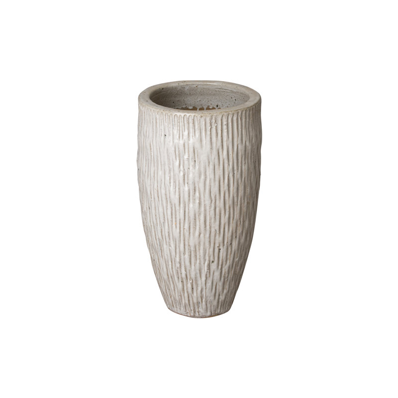 Abdussalam Handmade Ceramic Planter, Distressed White, 23" H x 13" W x 13" D