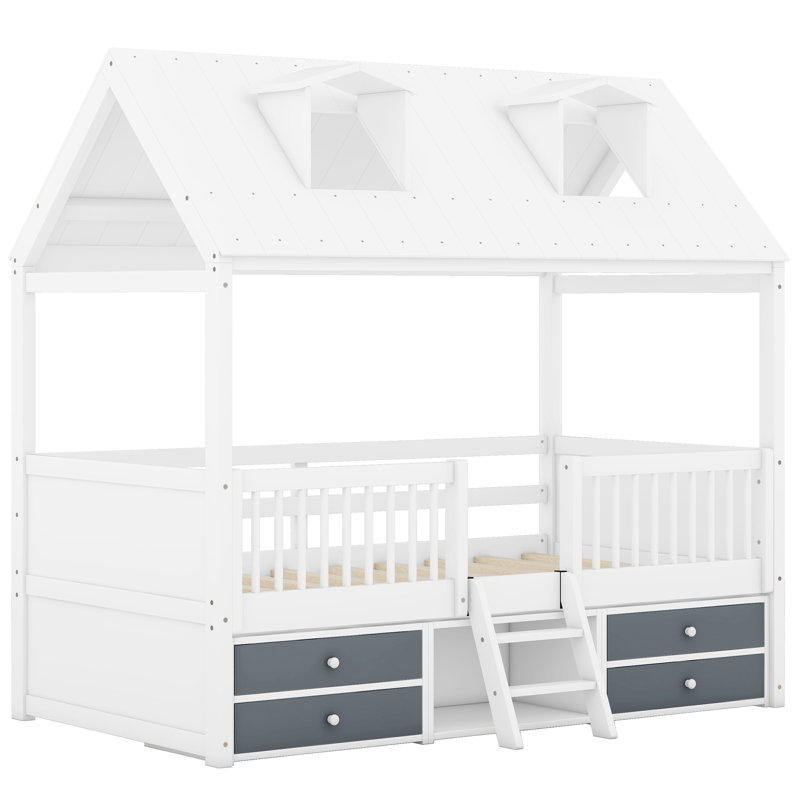 Lit de jour WO-LPxxx4-bar-65aak, Blanc / gris, Lit simple