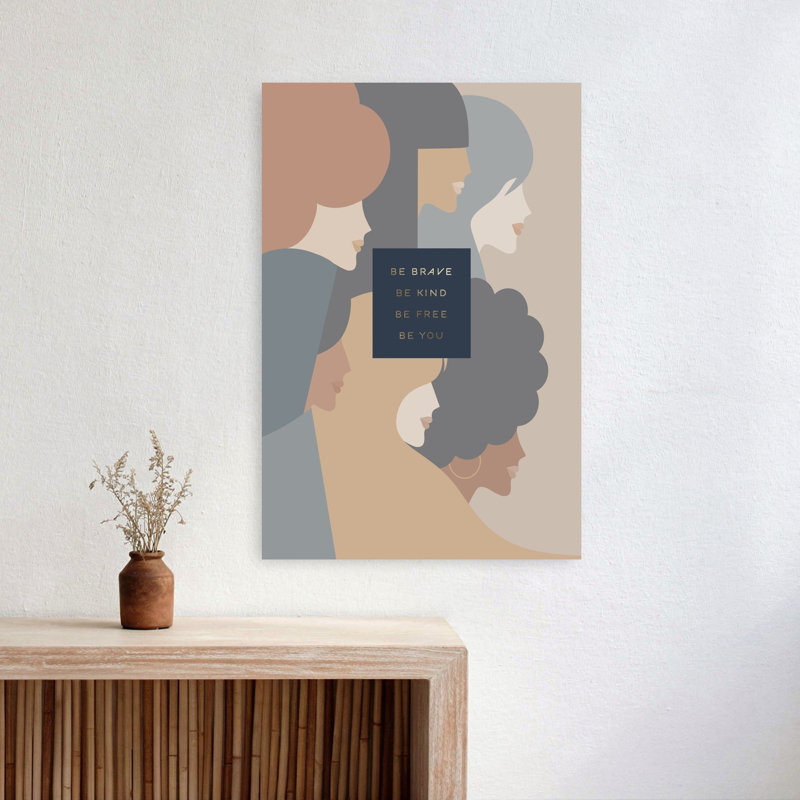 Empowering femelle profils abstraits, minimalistes, art mural moderne, H 24 po x l 16 po