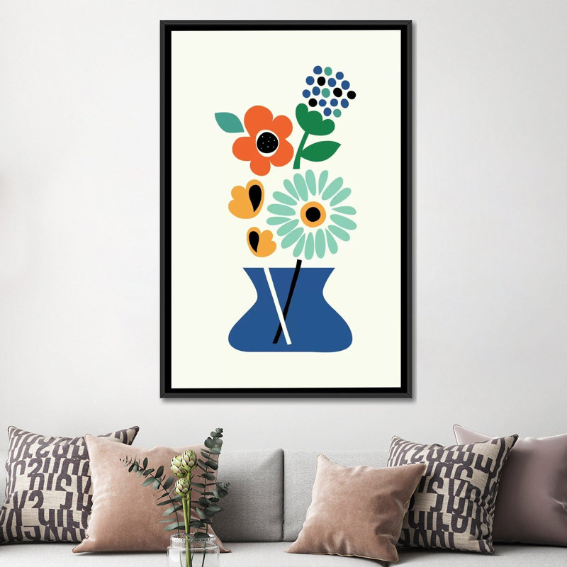 «Floral Time», impression sur toile, H 60 po x l 40po x P 1,5 po, Toile avec cadre noir, Pas de tapis