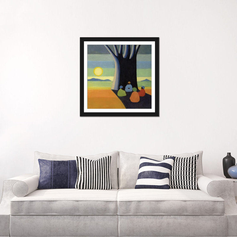 « the meeting », impression sur toile, H 16 po x l 16 po x P 1 po, Papier avec cadre noir, Blanc