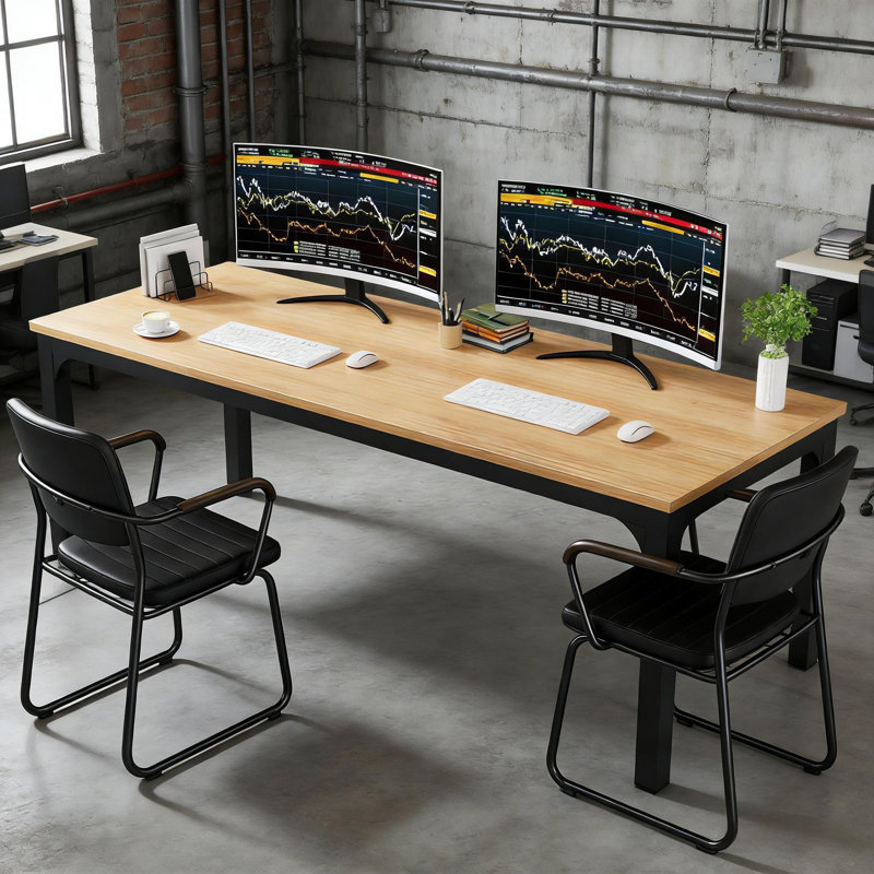 Rectangle Executive Desk, Walnut/Black