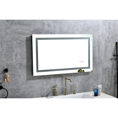 Miroir de salle de bain 40 po x 30 po à DEL, brouillard, intensité variable en 3 tons, mémoire, améliore les soins de la peau et les résultats de maquillage aux grandes teintes, facilite l'application