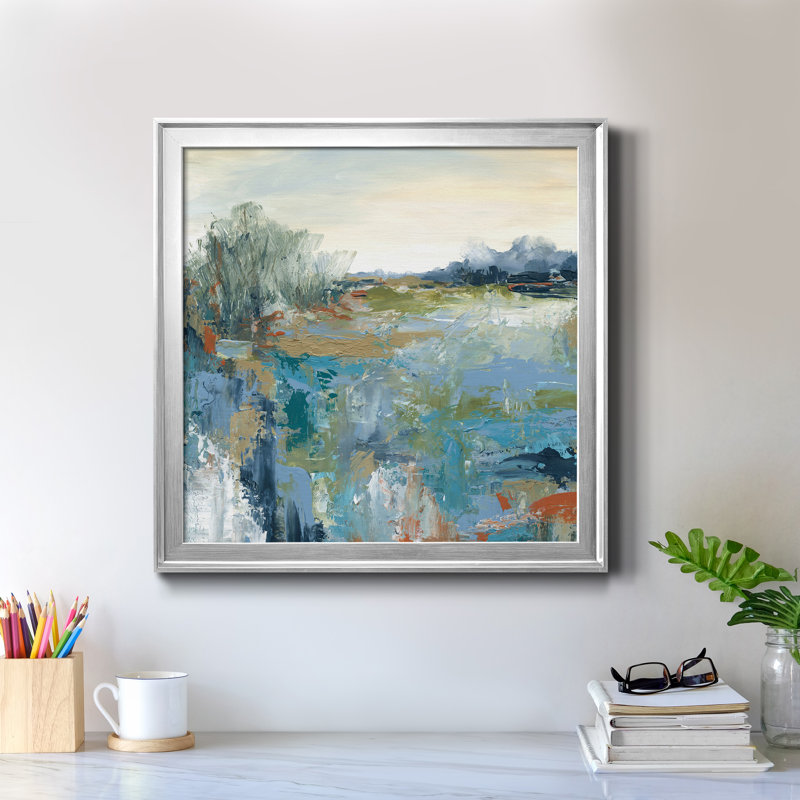 Energetic Earth - peinture sur toile encadrée, Argent, H 22,5 po x l 22,5 po x P 1,5 po