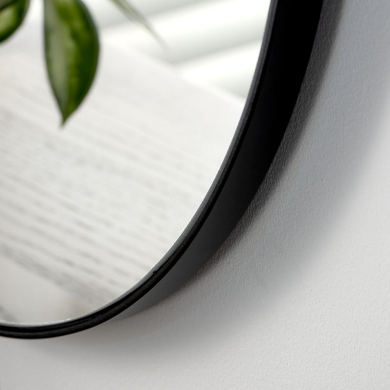 Slimline Oval Wall Mirror, Black, 150cm H x 60cm W