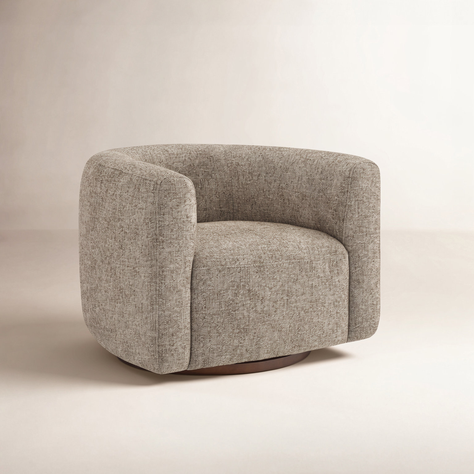 Becki Owens for Joss & Main Barrel Swivel Armchair, Ojai Earth Performance Textured Weave