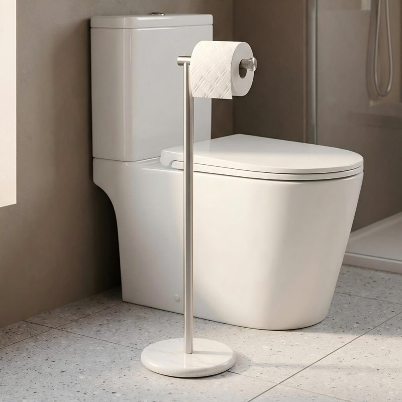 Porte-papier hygiénique sur pied, Nickel brossé