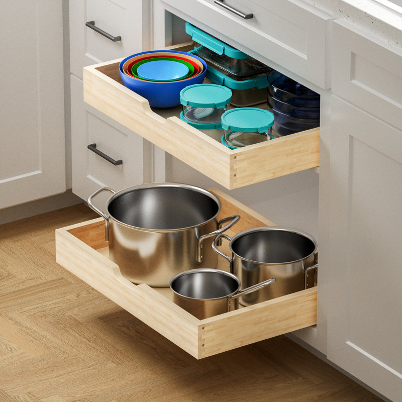 Tiroir à fermeture en douceur pour armoires de cuisine et garde-manger Rashun, H 4 po x l 28,5 po x P 20,98 po