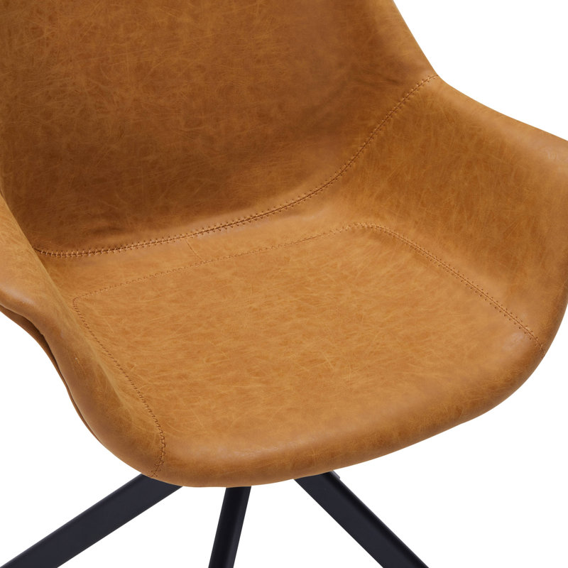 Matthew Upholstered Leather Dining Chair 360-Degree Swivel Armchair With Powder-Coated Iron Legs Dulaney Collection