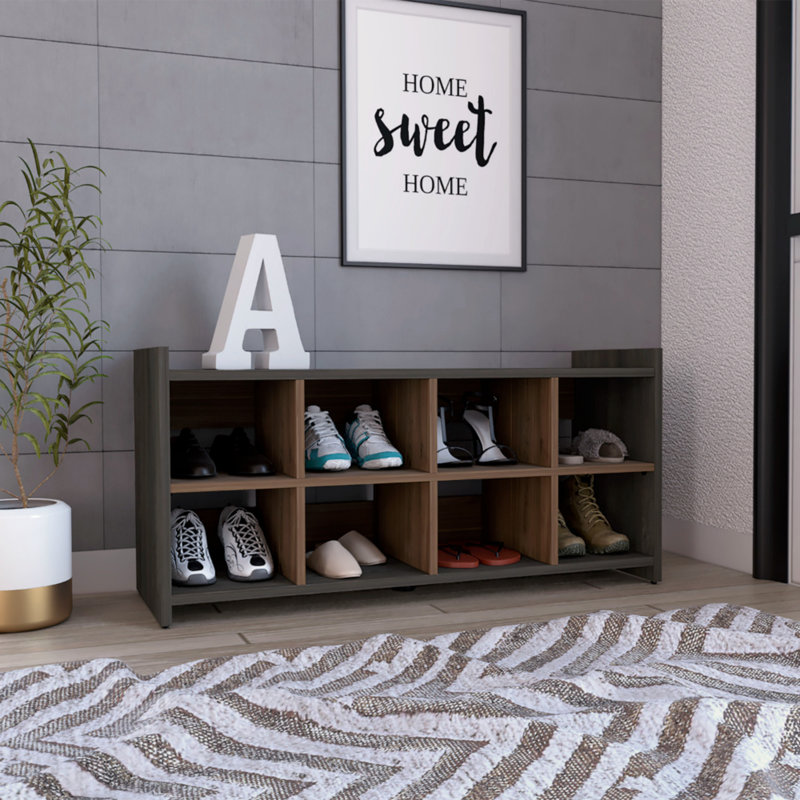 Entryway Stackable Storage Unit, Eight Cubbies For Shoes, Eight Shoes Capacity
