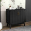 Buffet Mid-Century moderne cannelé avec tablettes réglables et pieds en bois massif