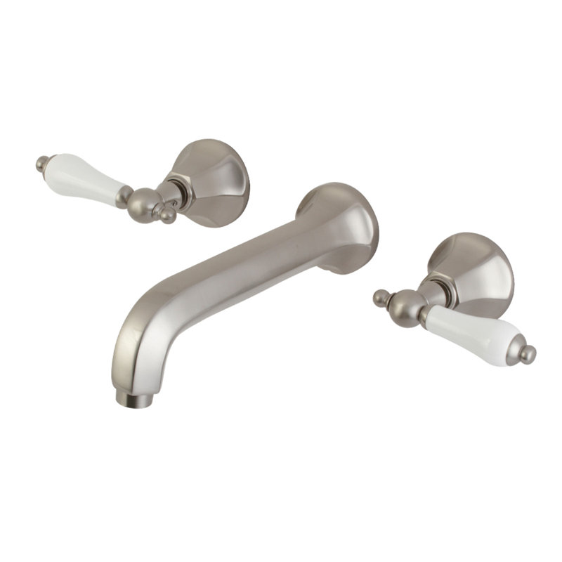 Kingston Brass Metropolitan Two-Handle 3-Hole Wall Mount Bathroom Faucet, Brushed Nickel