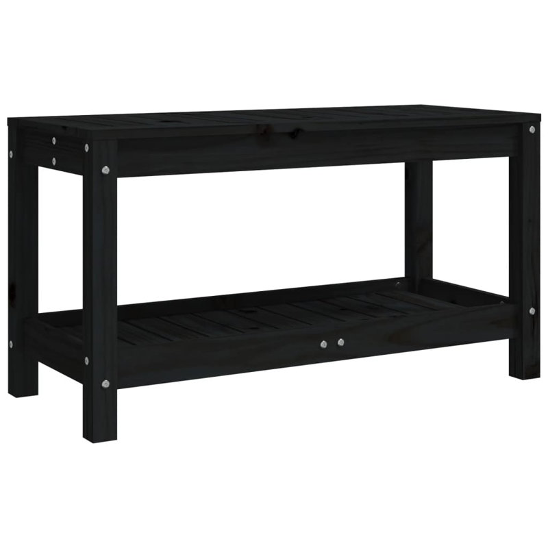 Alzugaray Solid Wood Outdoor Bench, 45cm H x 82.5cm W x 35cm D, Black