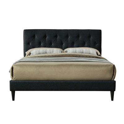 King Size Bed In A Box With Facility Option - Headboard, Black Sized Channel Charging Fabric