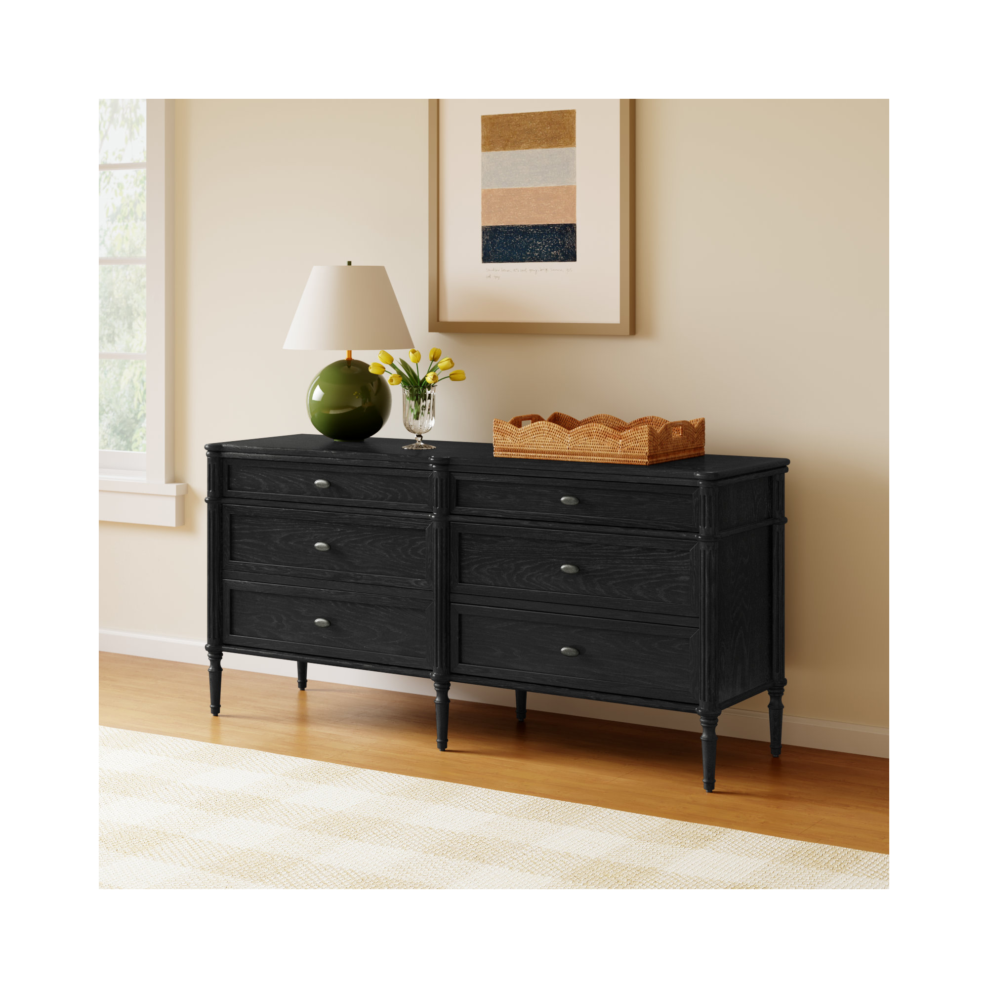 Susie 6 - Drawer Dresser, Distressed Black