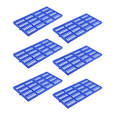 6-Pack Blue Plastic Pallets – Heavy Duty Floor Pallets, 24"x12" Stackable & Nestable Storage Grids, 1100 lbs Capacity – Waterproof & Anti-Slip for Garage, Basement, Warehouse