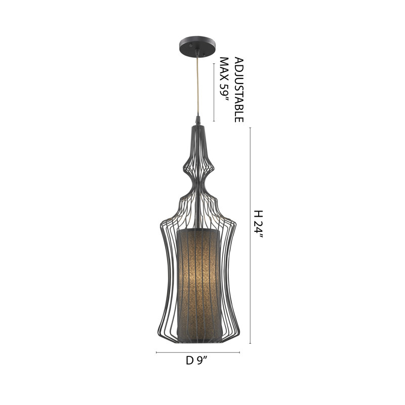Luminaire suspendu géométrique noir 1 lumière Transitional