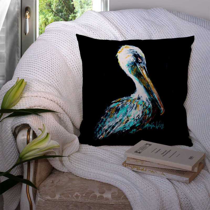 Coussin décoratif d’intérieur/d’extérieur pelican noir collé, H 14 po x l 14 po x P 4 po