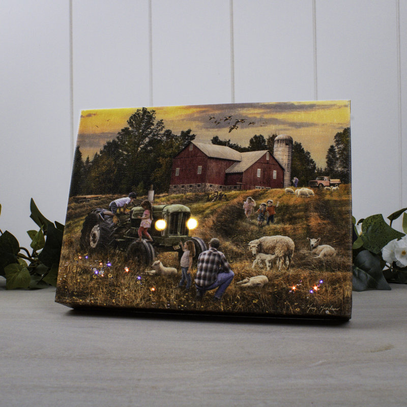 Toile amusante à la ferme 8 x 6 avec fond de chevalet illuminé