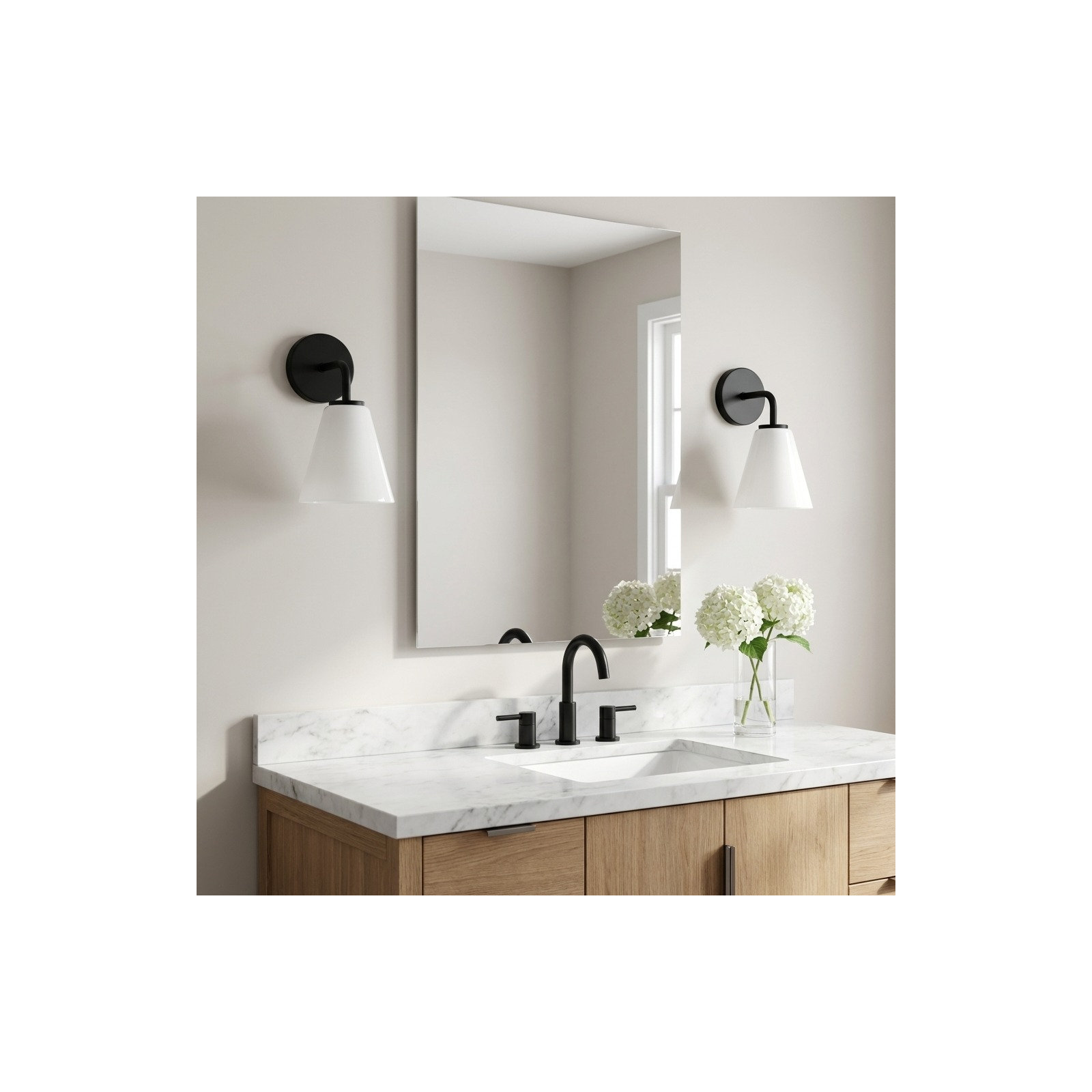 Senda One Light Vanity, 1, Midnight Black, White