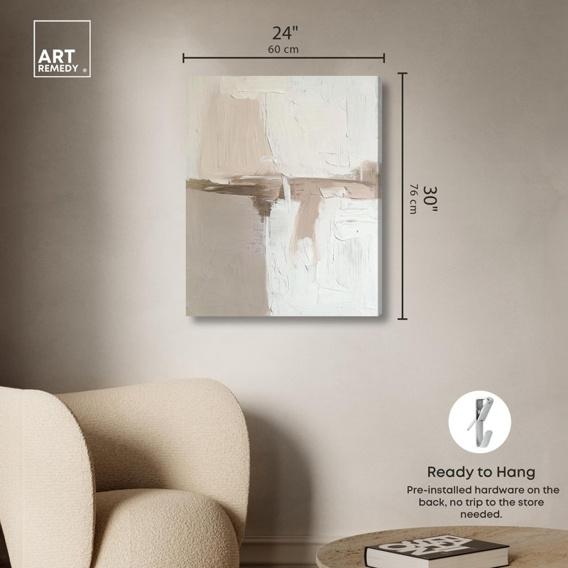 «Sandstone Impressions», toile neutre Boho par Art Remedy, H 30 po x l 24 po, Toile tendue
