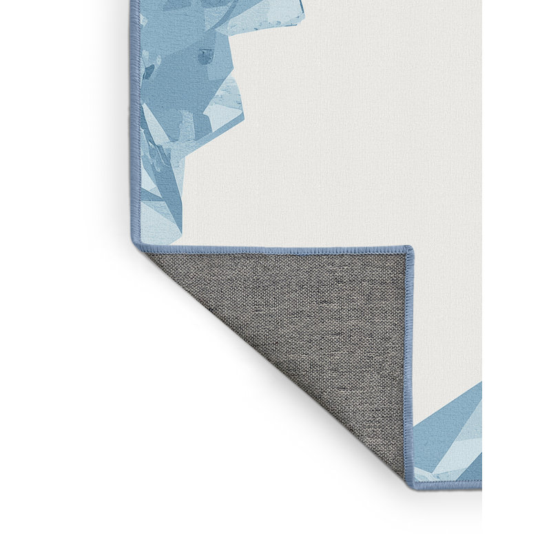 Machine Washable Pahola Minimalist Geometric Rug in Beige – BabyBlue Binding, 7 x 9