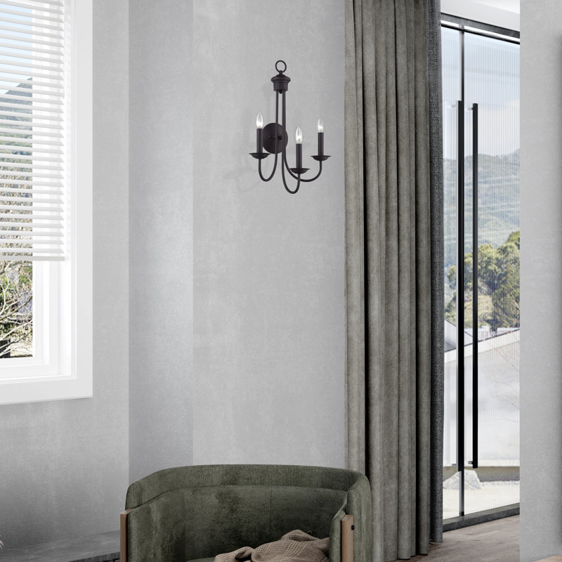 Très grande applique murale noire 3 lumières, Bronze