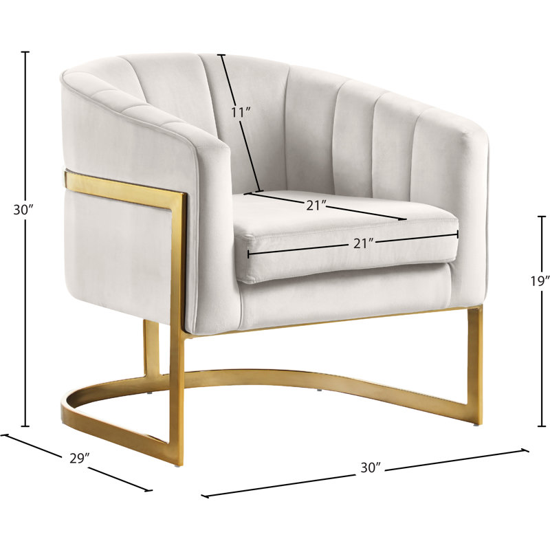 Carter Velvet Barrel Chair, Cream Velvet