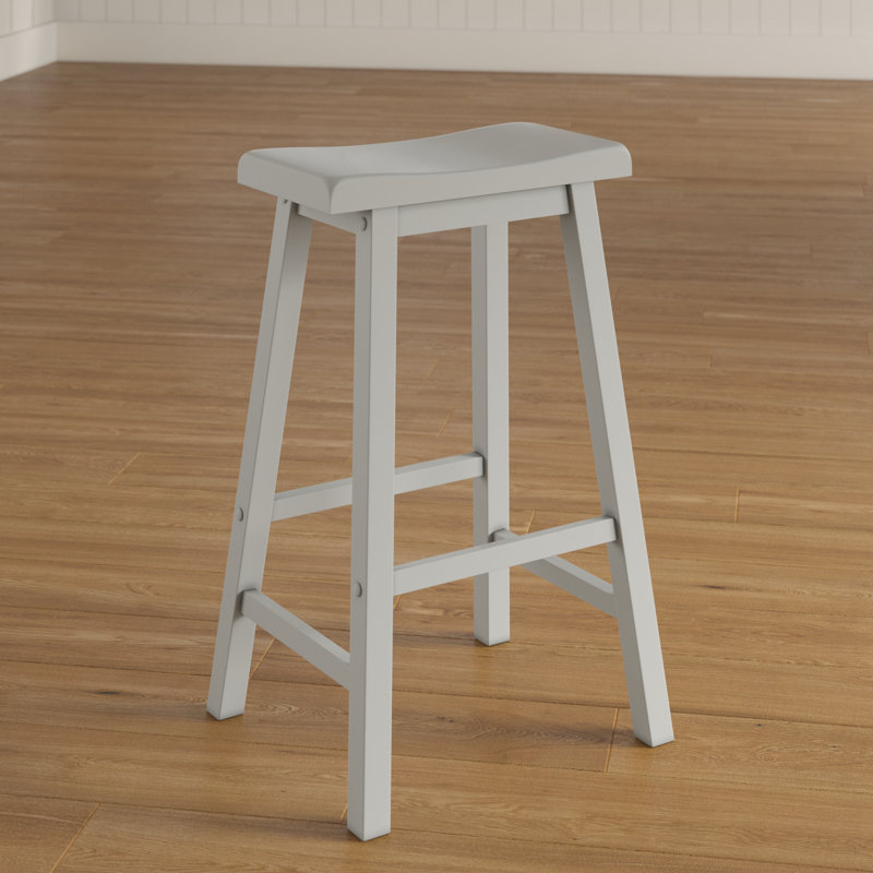 Whitworth Solid Wood Stool, Bar Stool (29" Seat Height), Frost Gray