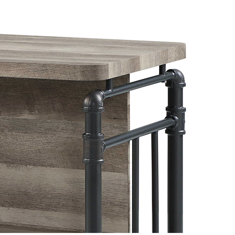 Gray And Oak Counter Height Table With Weight Limits, 35Mm Thick Top Antique & Sandy Table, Legs